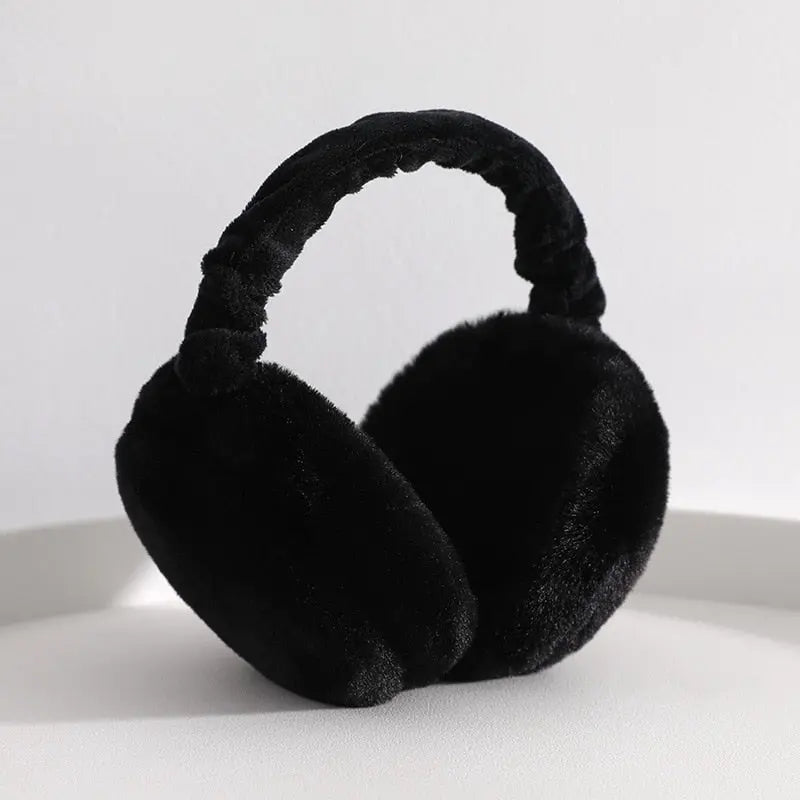 CACHE OREILLE,Black--Protège oreilles en fourrure pour femme et