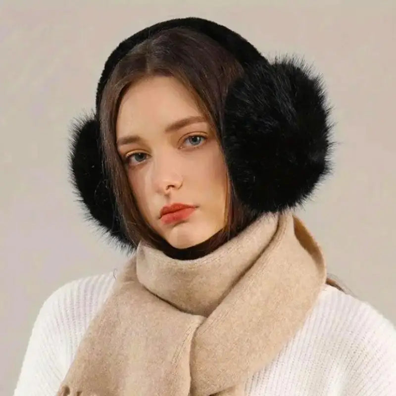 Cache Oreille Fourrure Noir