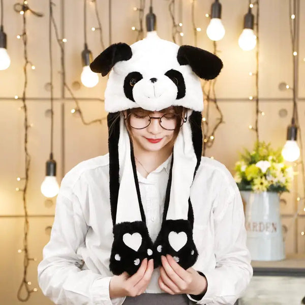 un bonnet panda kawaii avec protection d'oreilles