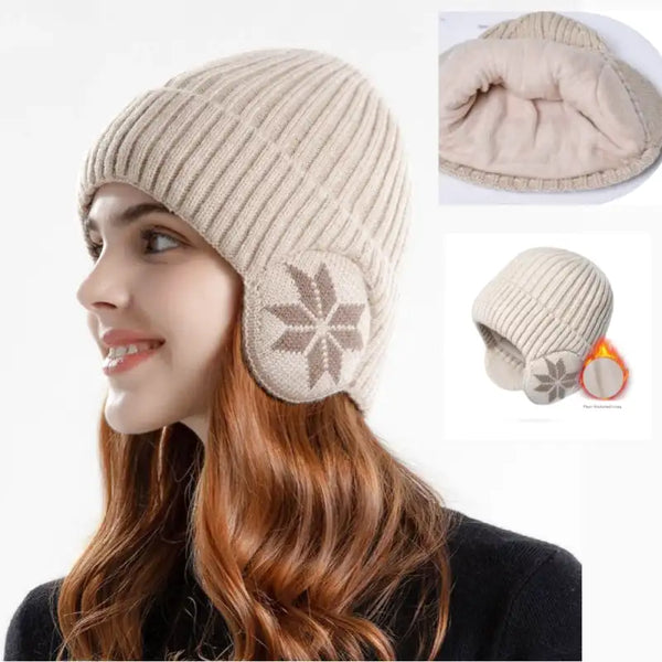 LZPCarra Bonnet avec cache-oreilles pour femme - Chapeau d'hiver en tricot  acrylique doublé de soie - Doux - Décontracté - Chaud - Avec cache-oreilles  - Pour femme, café, taille unique : : Mode