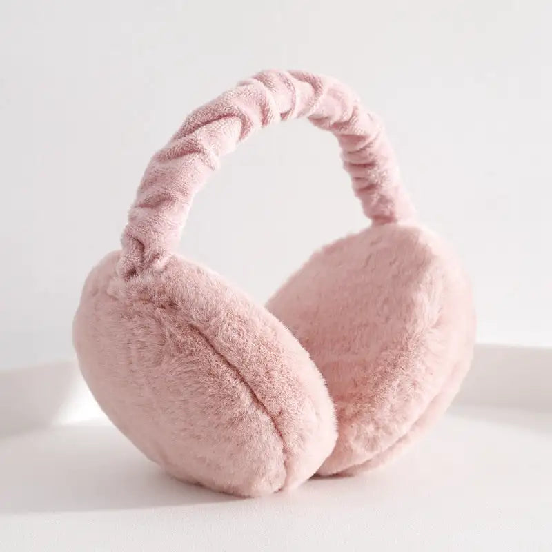 Cache-oreilles en fausse fourrure rose fille
